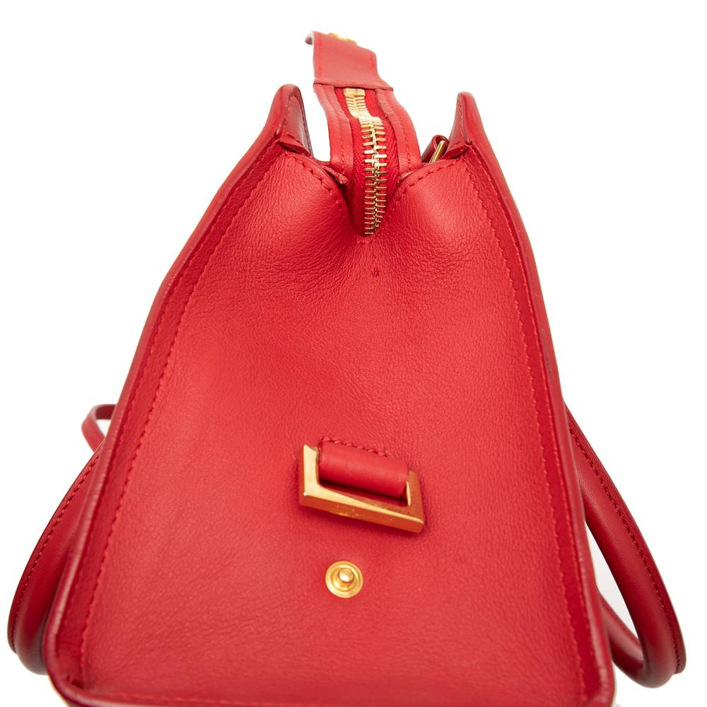 Saint Laurent B Saint Laurent Red Calf Leather Baby Monogram Downtown Cabas Satchel Italy