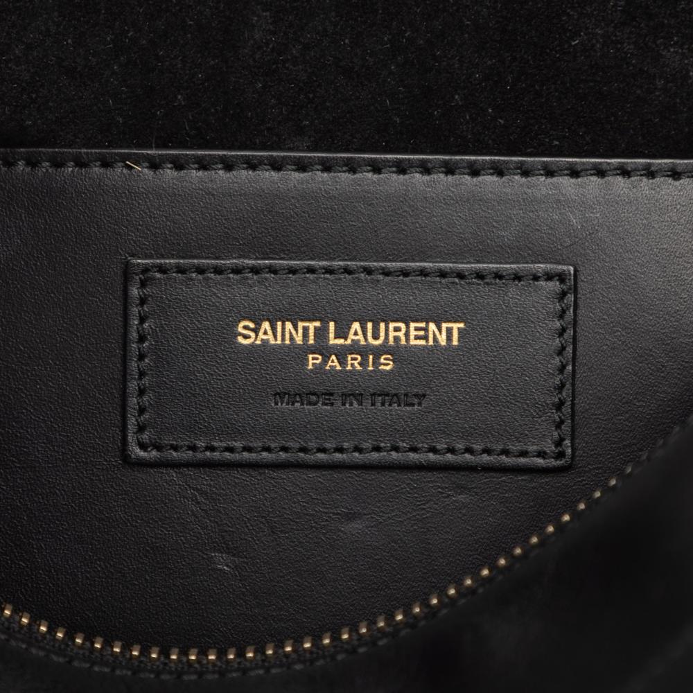 Saint Laurent B Saint Laurent Black Calf Leather Baby Classic Duffle Satchel Italy