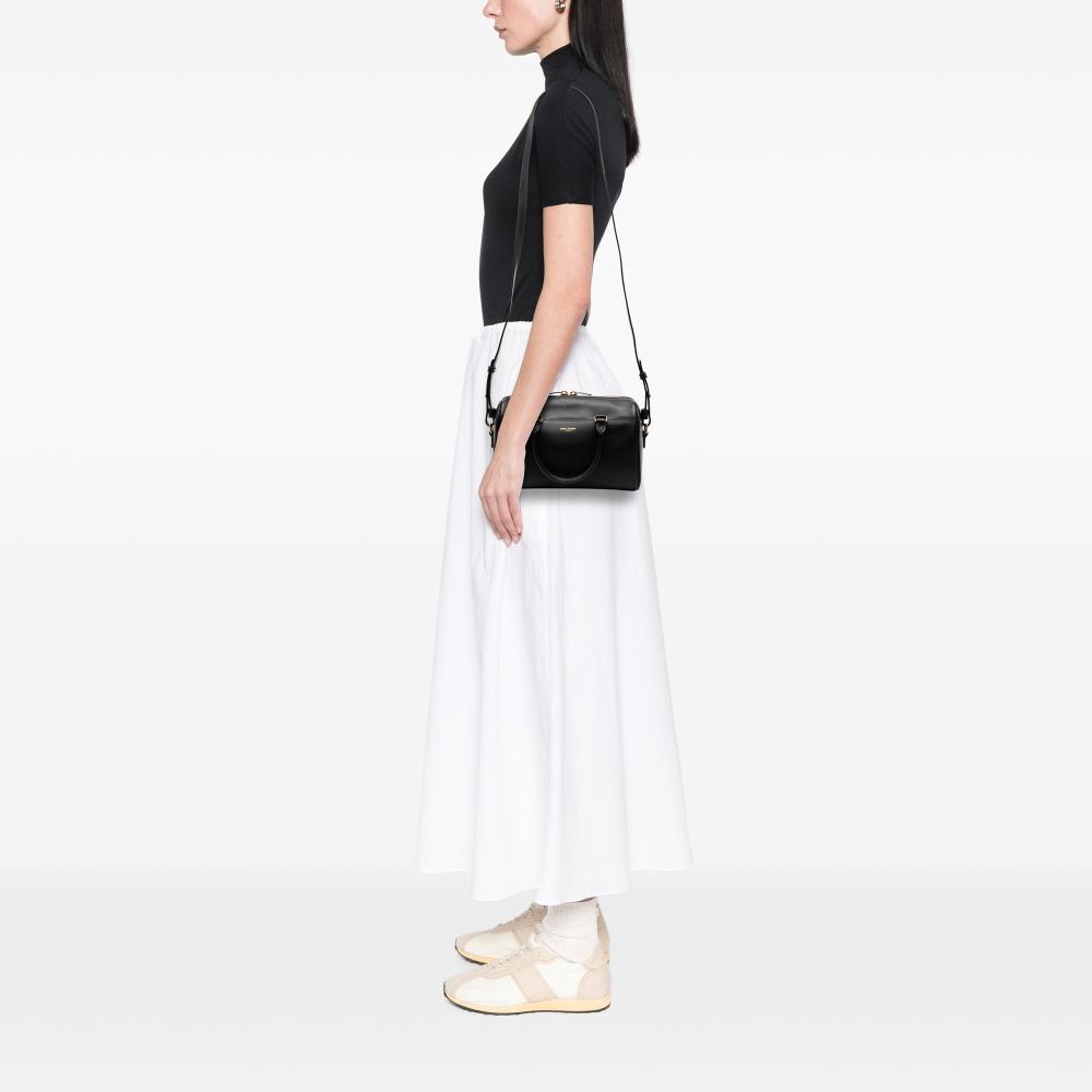 Saint Laurent B Saint Laurent Black Calf Leather Baby Classic Duffle Satchel Italy