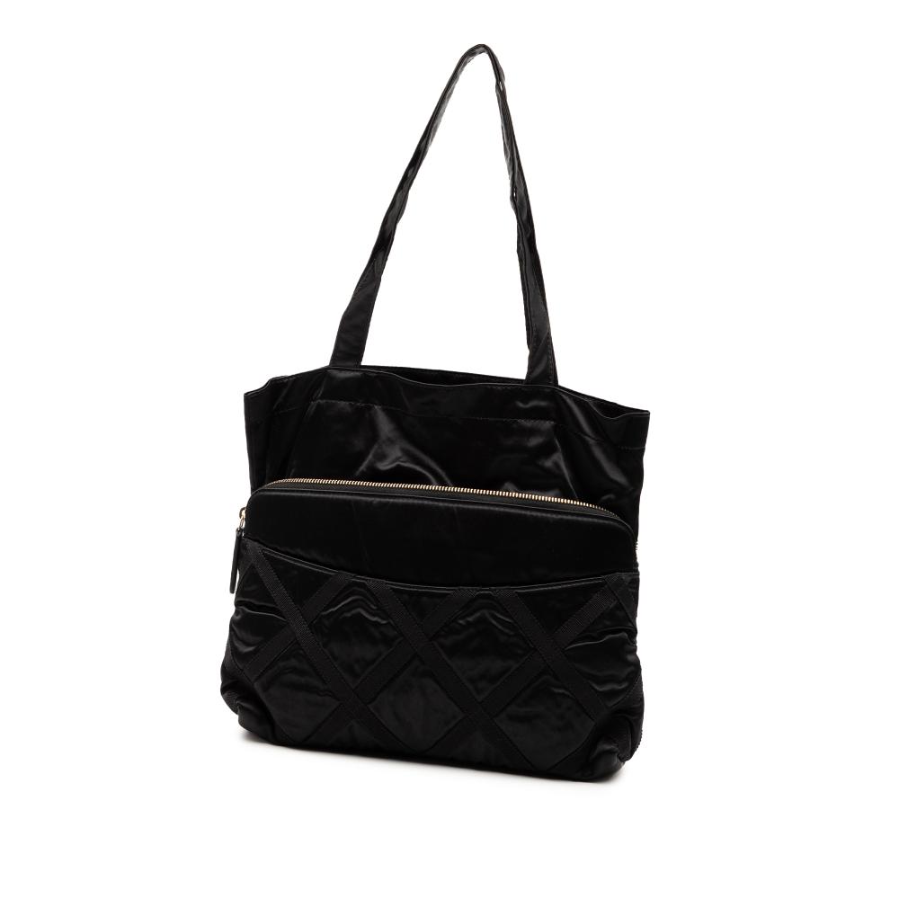 Chanel AB Chanel Black Nylon Fabric Grosgrain Lifestyle Foldable Tote Italy