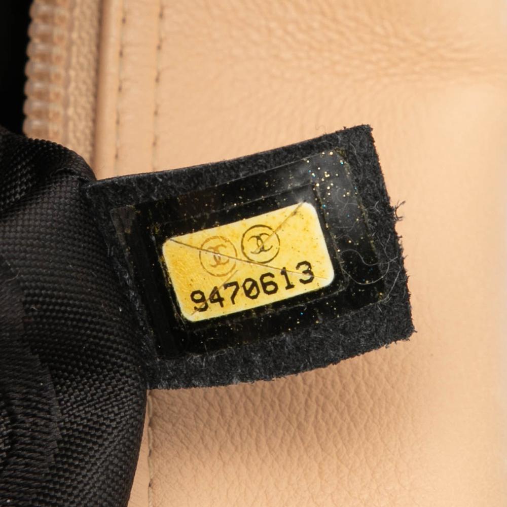 Chanel Brown Beige Lambskin Leather Leather Large Quilted Lambskin Cambon Ligne Shoulder Bag France