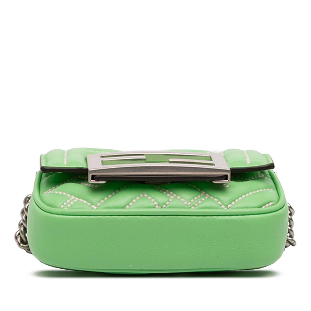 Fendi AB Fendi Green Light Green Calf Leather Nano Zucca Embossed Baguette Charm Italy