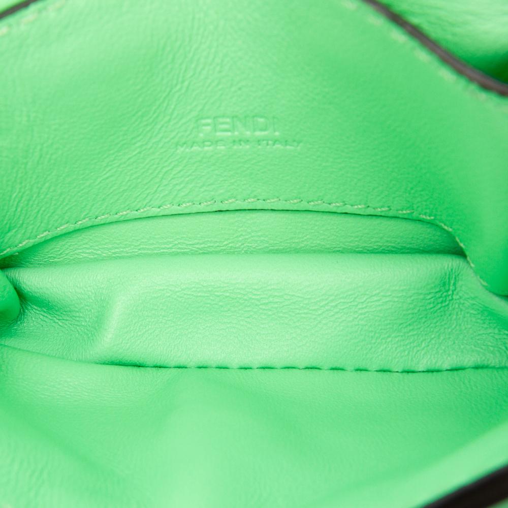 Fendi AB Fendi Green Light Green Calf Leather Nano Zucca Embossed Baguette Charm Italy