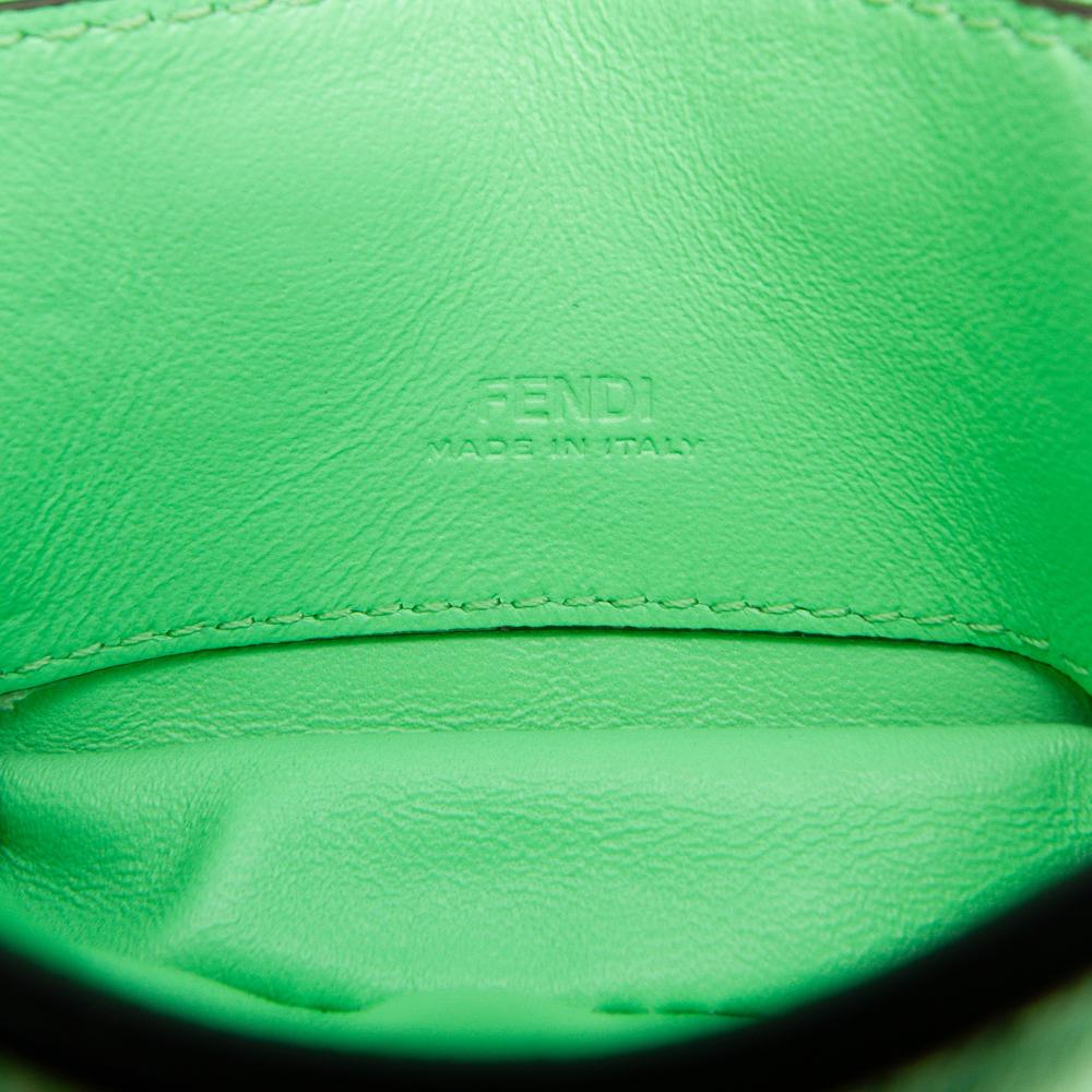 Fendi AB Fendi Green Light Green Calf Leather Nano Zucca Embossed Baguette Charm Italy