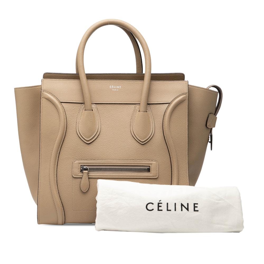 Celine B Celine Brown Light Brown Calf Leather Mini skin Luggage Tote Italy
