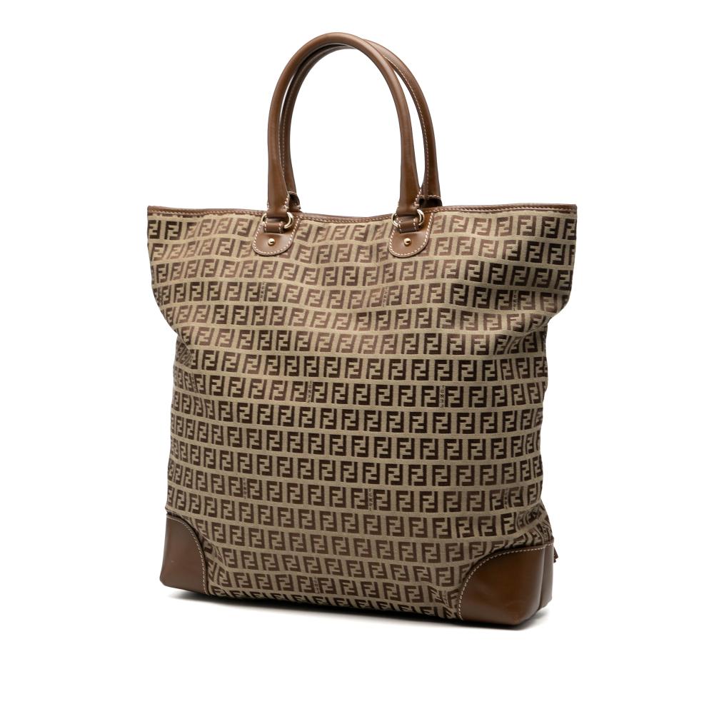 Fendi B Fendi Brown Light Brown Canvas Fabric Zucchino Chef Shopping Tote Italy