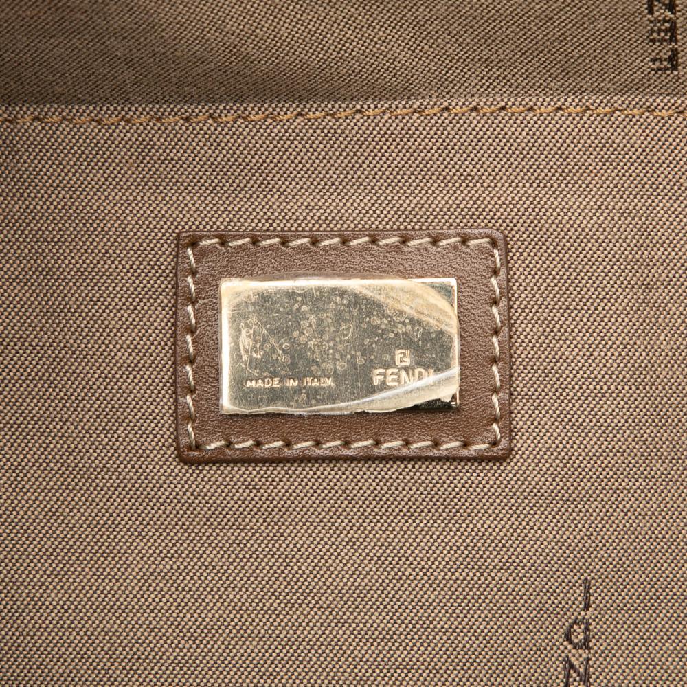 Fendi B Fendi Brown Light Brown Canvas Fabric Zucchino Chef Shopping Tote Italy