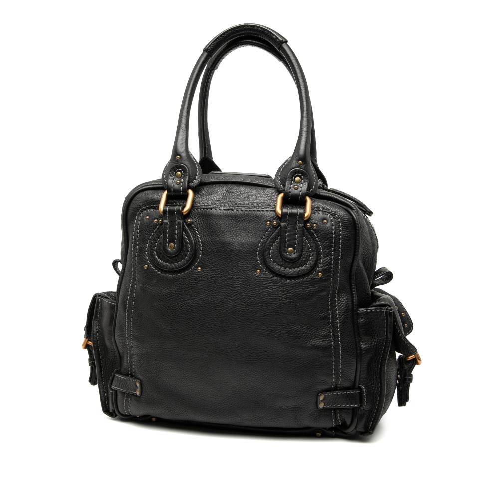 Chloé B Chloé Black Calf Leather Large Grained Paddington Handbag Italy