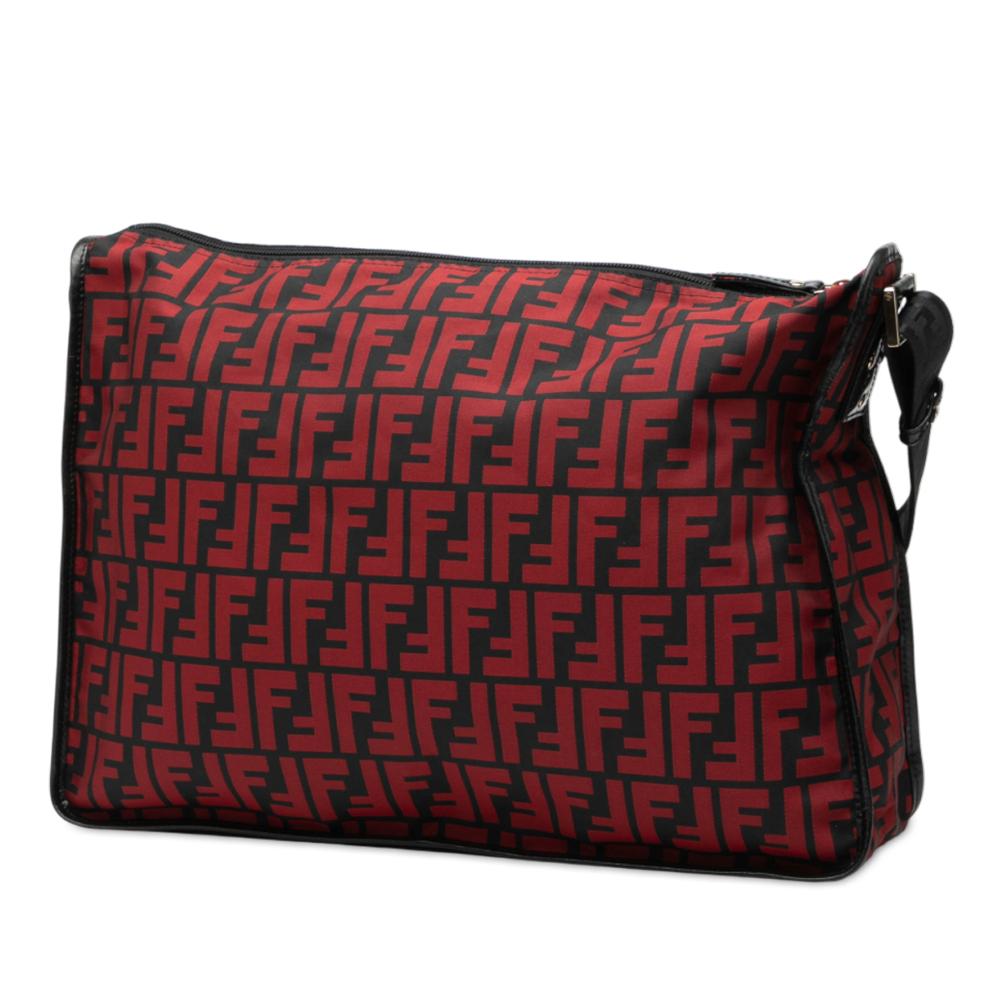 Fendi B Fendi Red Nylon Fabric Zucca Crossbody Italy
