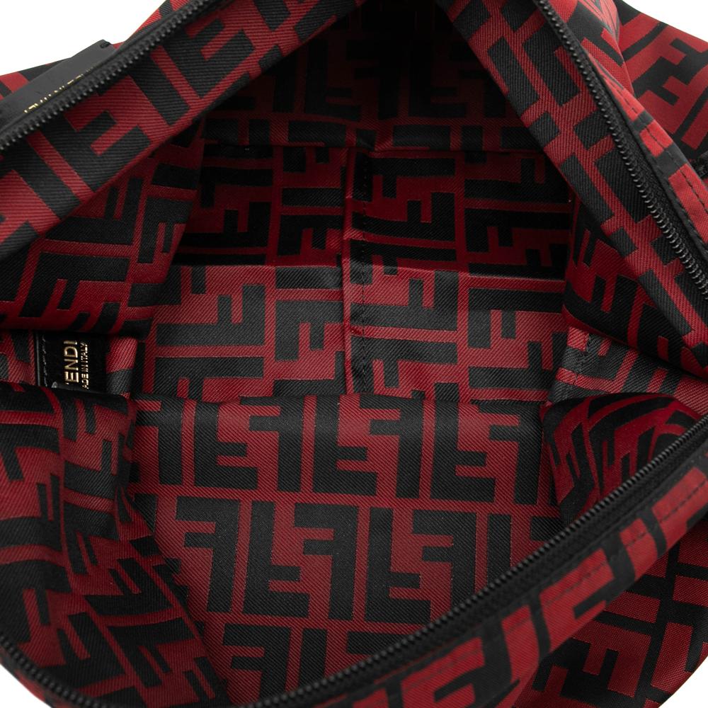 Fendi B Fendi Red Nylon Fabric Zucca Crossbody Italy