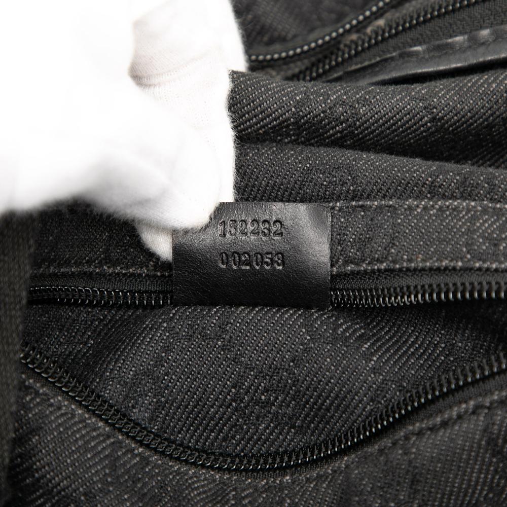 Gucci B Gucci Gray Dark Gray Denim Fabric GG Tote Italy