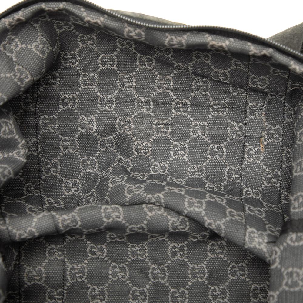 Gucci B Gucci Gray Dark Gray Denim Fabric GG Tote Italy