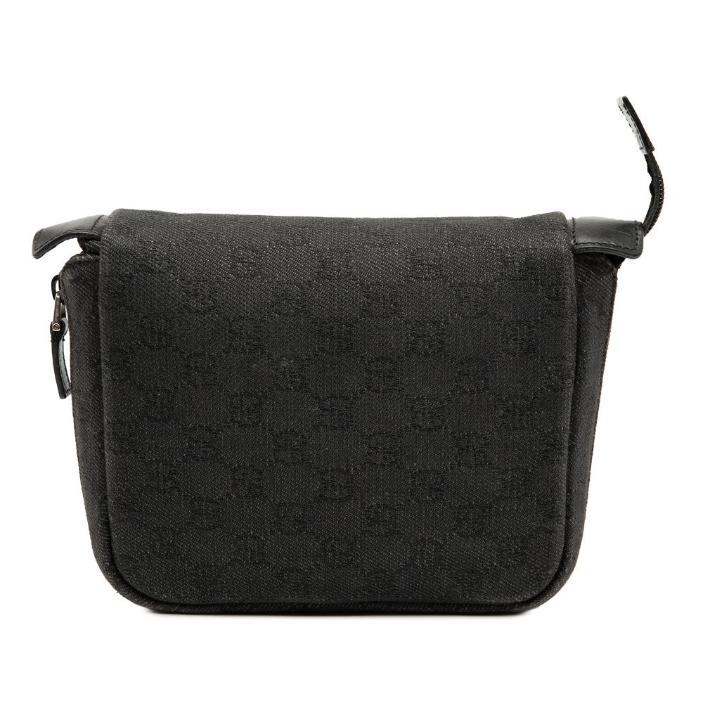 Gucci B Gucci Gray Dark Gray Denim Fabric GG Tote Italy