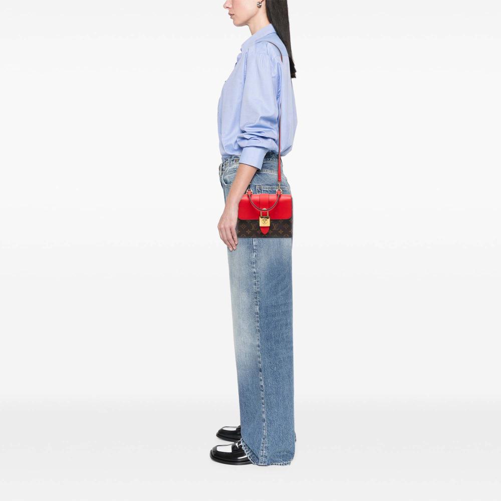 Louis Vuitton AB Louis Vuitton Brown with Red Monogram Canvas Fabric Monogram Locky BB France