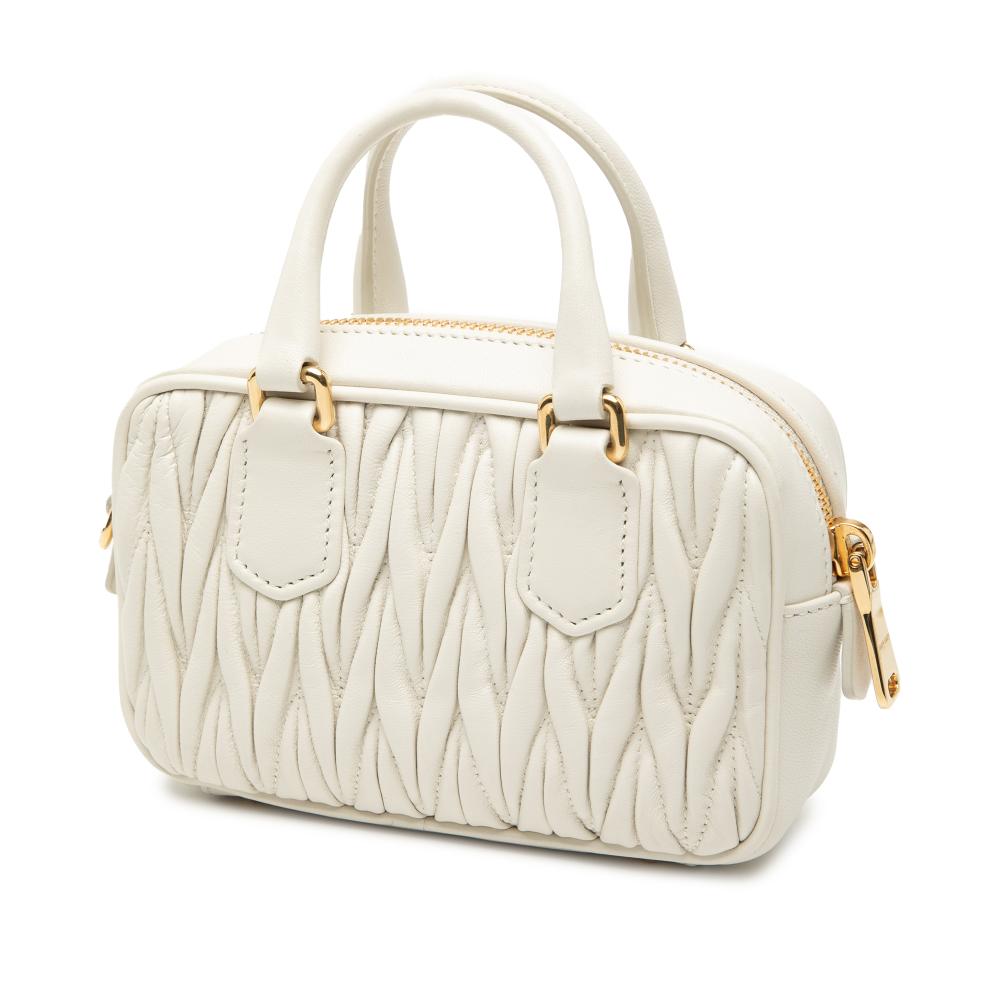 Miu Miu B Miu Miu White Nappa Leather Leather Mini Matelasse Nappa Arcadie Satchel Italy