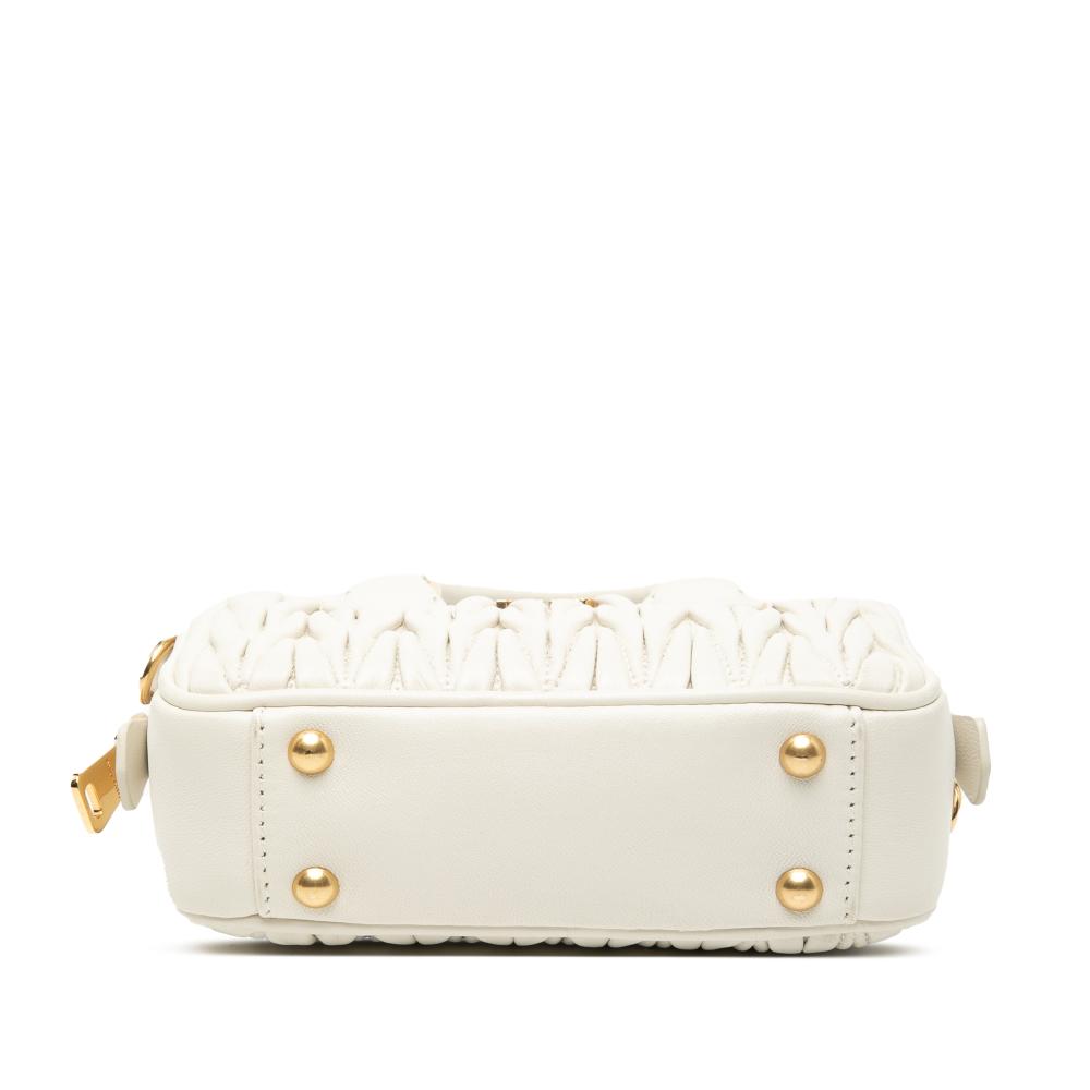 Miu Miu B Miu Miu White Nappa Leather Leather Mini Matelasse Nappa Arcadie Satchel Italy