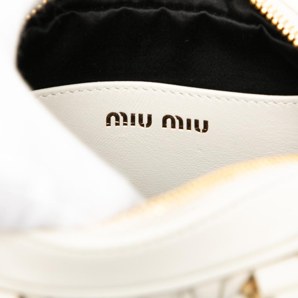 Miu Miu B Miu Miu White Nappa Leather Leather Mini Matelasse Nappa Arcadie Satchel Italy