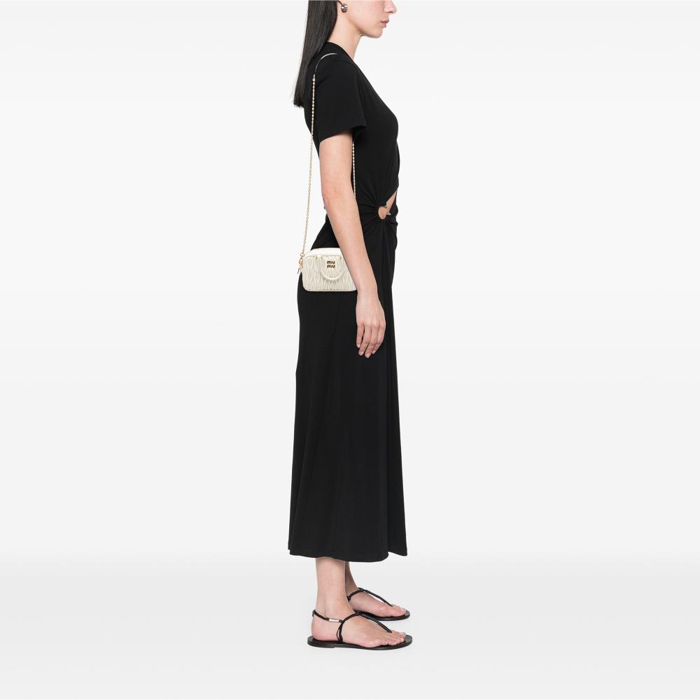 Miu Miu B Miu Miu White Nappa Leather Leather Mini Matelasse Nappa Arcadie Satchel Italy