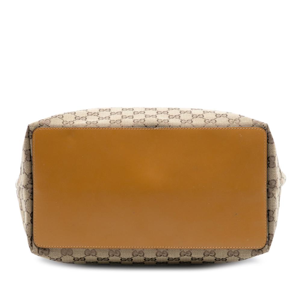Gucci AB Gucci Brown Beige Canvas Fabric GG Tote Italy