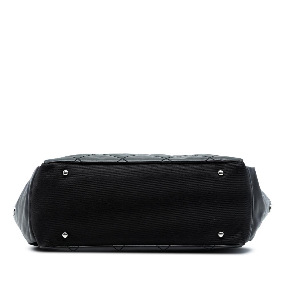 Chanel AB Chanel Black Coated Canvas Fabric Large Quilted Paris Biarritz Tote Italy