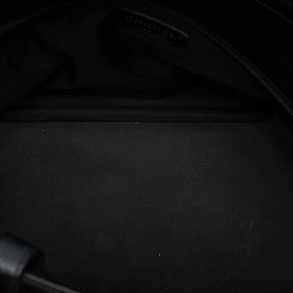 Chanel AB Chanel Black Coated Canvas Fabric Large Quilted Paris Biarritz Tote Italy