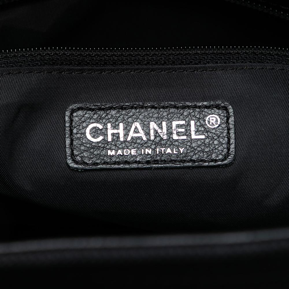 Chanel AB Chanel Black Coated Canvas Fabric Large Quilted Paris Biarritz Tote Italy