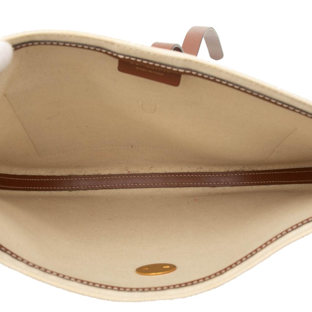 Burberry B Burberry Brown Light Beige Canvas Fabric Printed Logo Anne Crossbody Italy