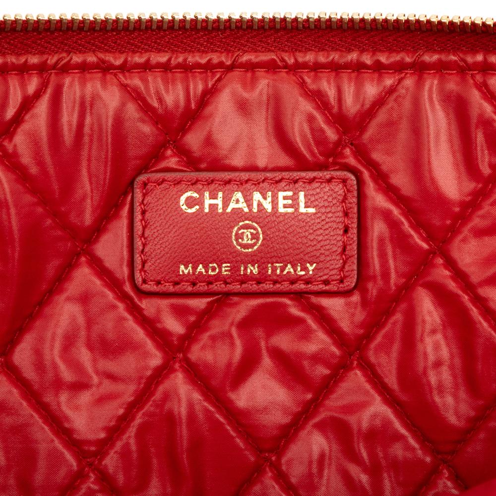 Chanel AB Chanel Red Lambskin Leather Leather Large Quilted Lambskin Casino Charms O Case Clutch Italy