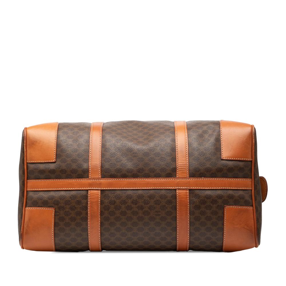 Celine B Celine Brown Coated Canvas Fabric Macadam Travel Bag Italy