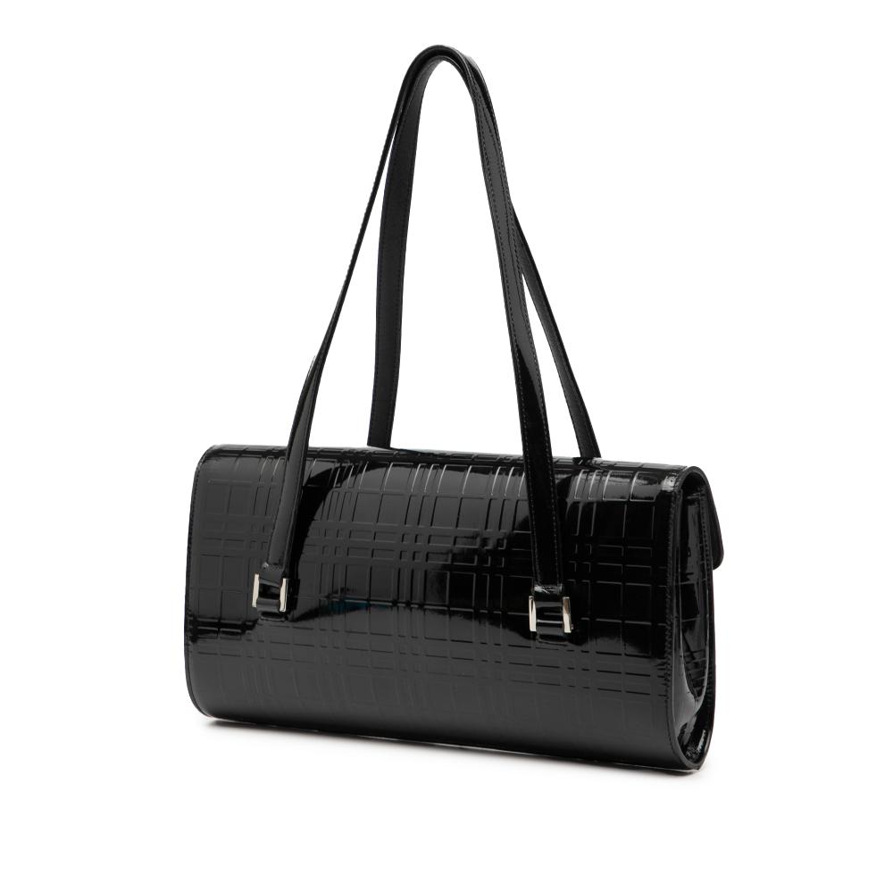 Burberry B Burberry Black Patent Leather Leather House Check Embossed Patent Shoulder Bag United Kingdom