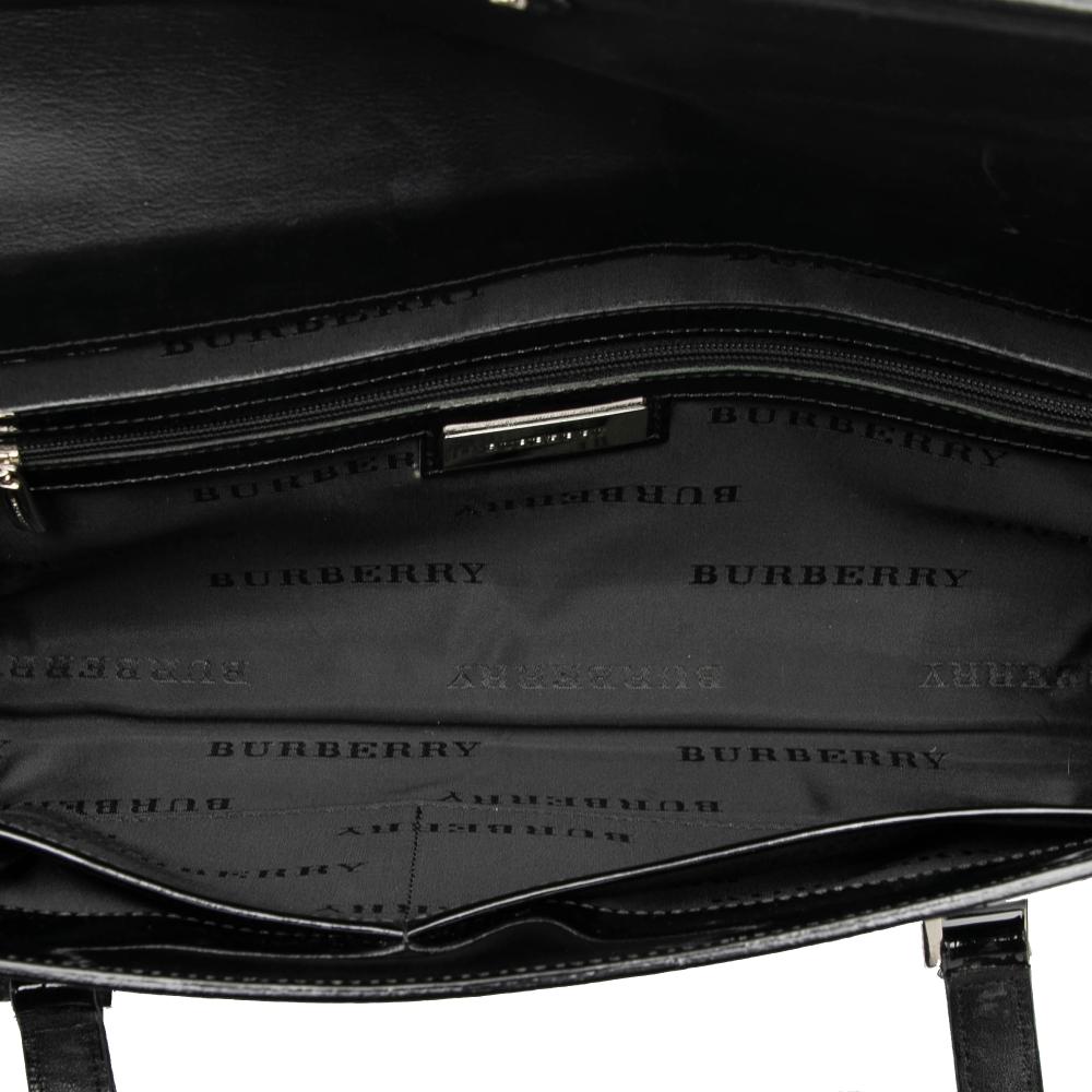 Burberry B Burberry Black Patent Leather Leather House Check Embossed Patent Shoulder Bag United Kingdom