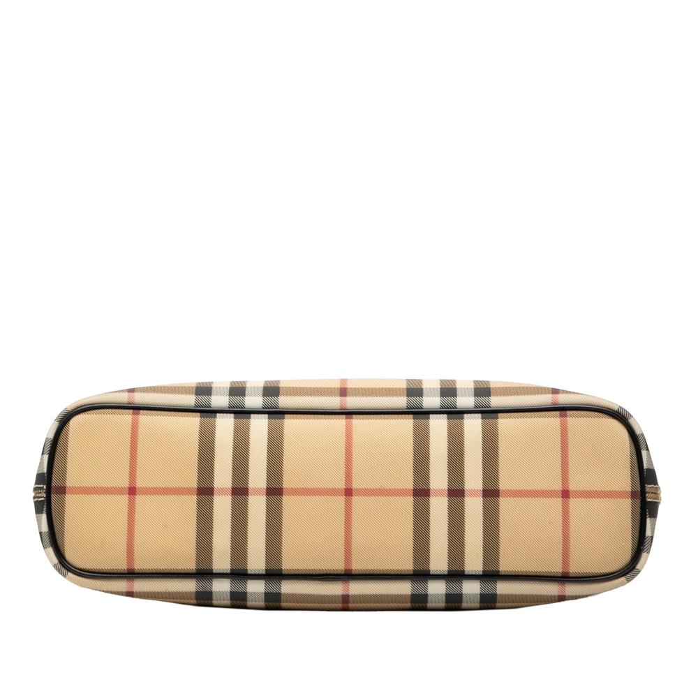 Burberry B Burberry Brown Beige Canvas Fabric House Check Shoulder Bag Italy