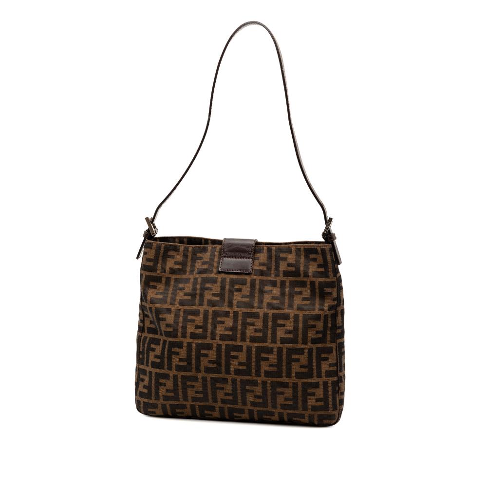 Fendi B Fendi Brown Canvas Fabric Zucca Shoulder Bag Italy