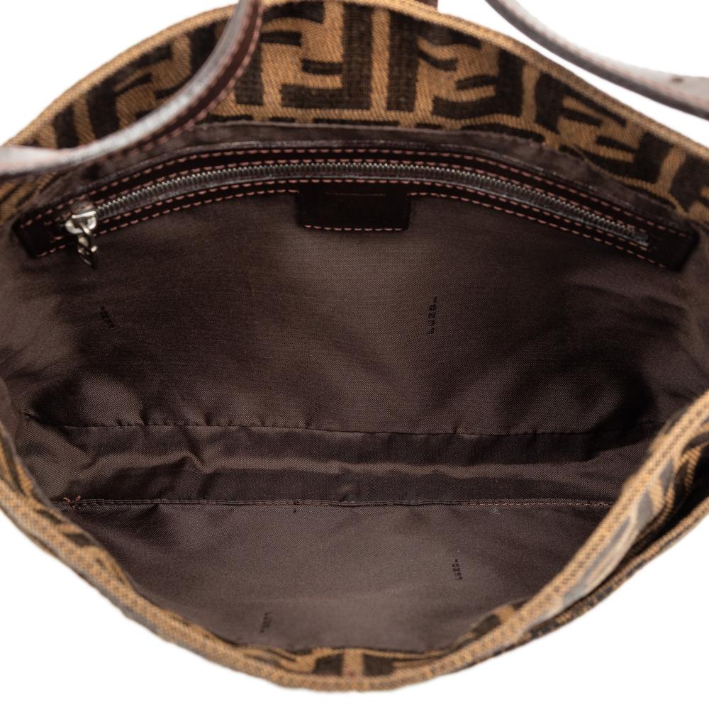 Fendi B Fendi Brown Canvas Fabric Zucca Shoulder Bag Italy