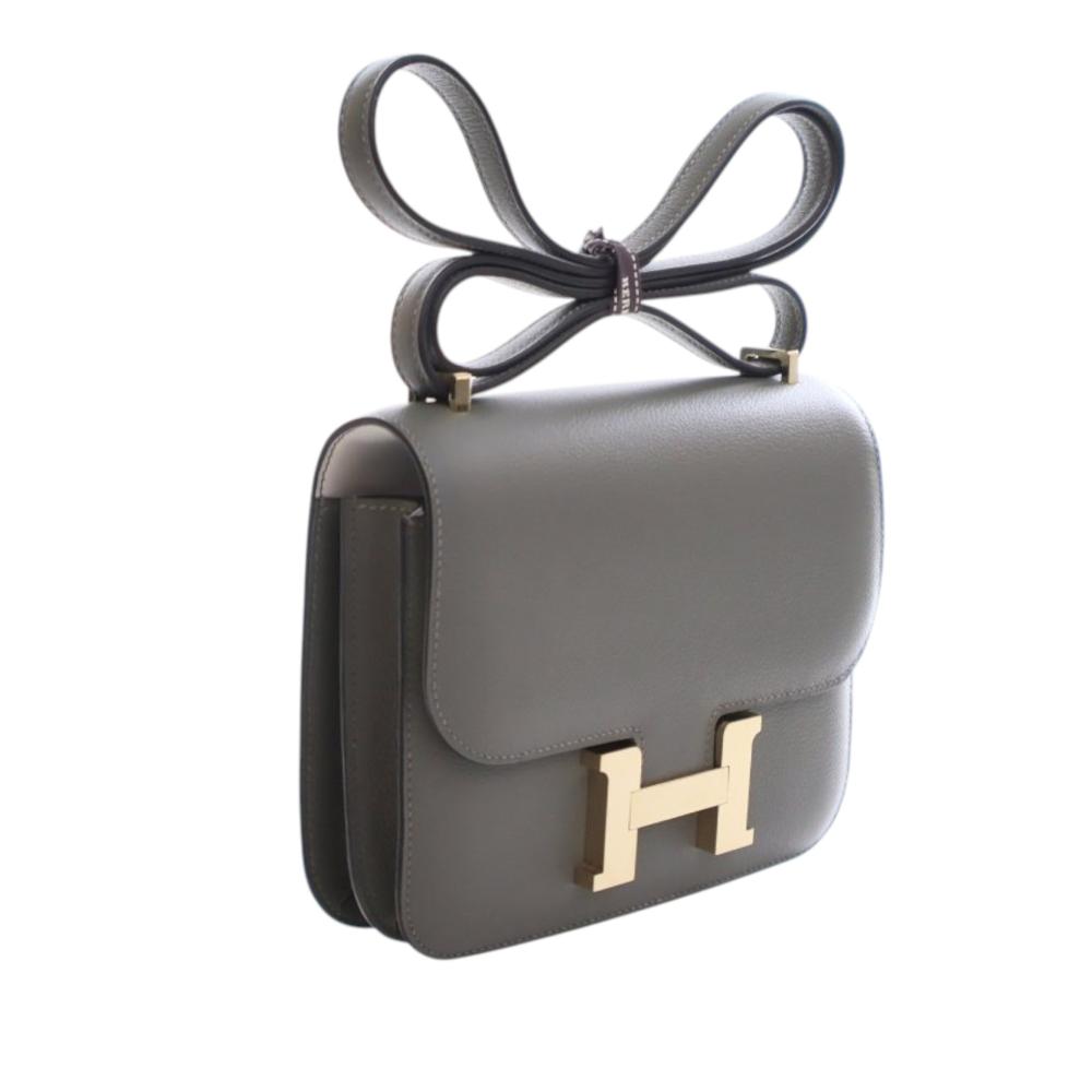 Hermès AB Hermès Gray Calf Leather Mini Evercolor Verso Constance 18 France