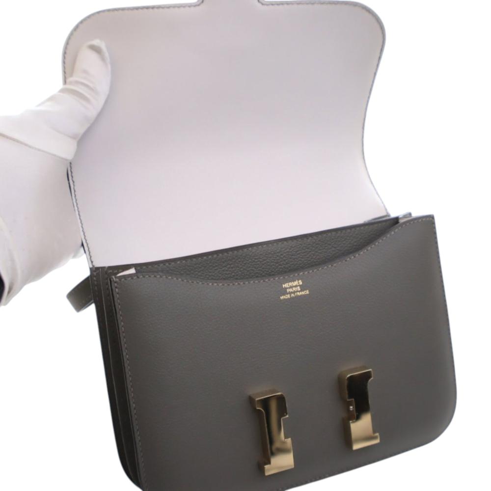 Hermès AB Hermès Gray Calf Leather Mini Evercolor Verso Constance 18 France