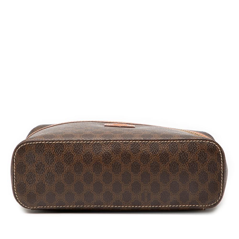 Celine B Celine Brown Coated Canvas Fabric Macadam Vanity Bag Italy