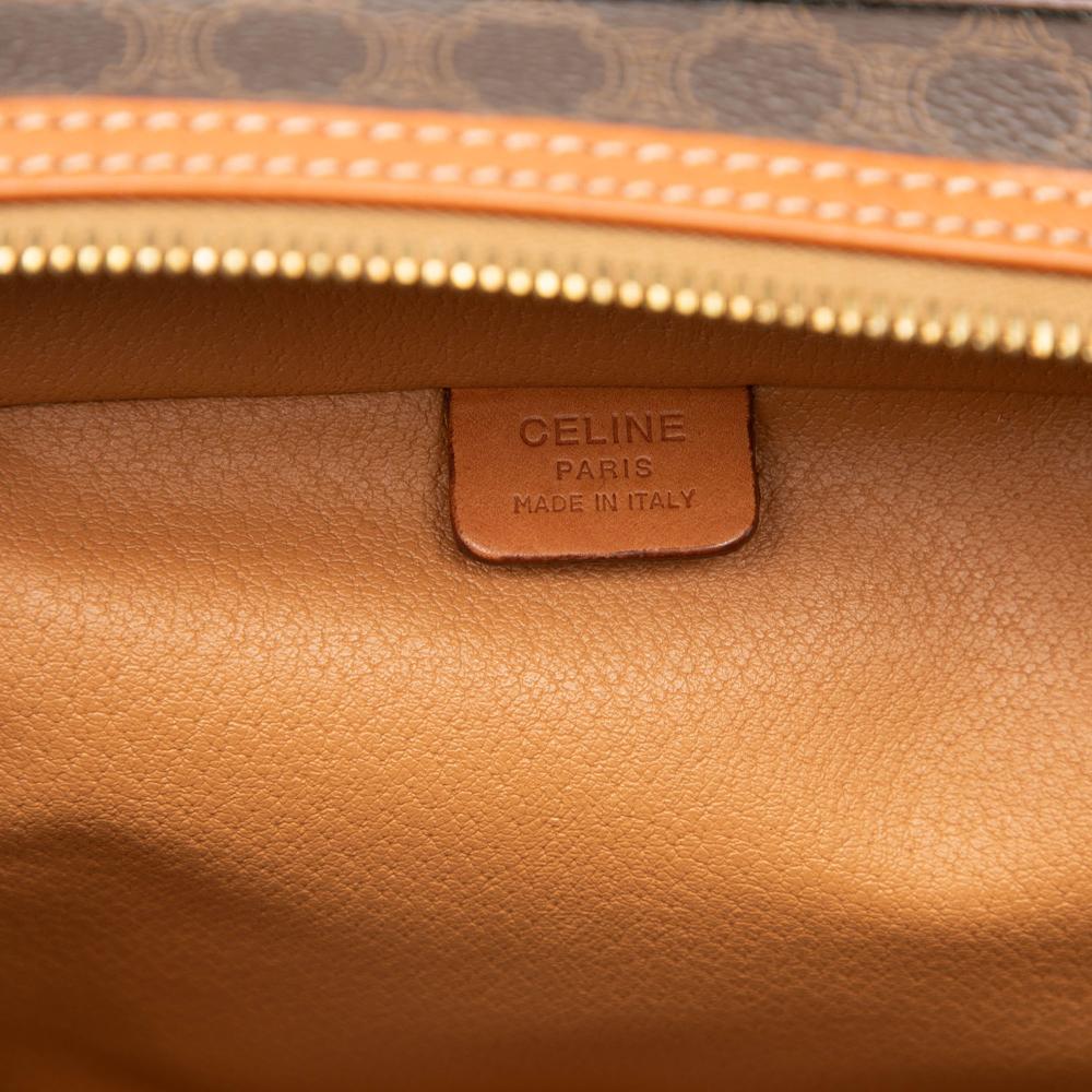 Celine B Celine Brown Coated Canvas Fabric Macadam Vanity Bag Italy