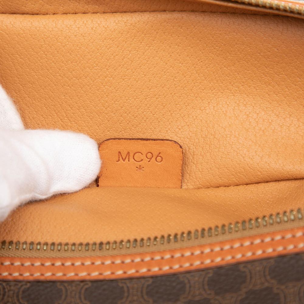 Celine B Celine Brown Coated Canvas Fabric Macadam Vanity Bag Italy