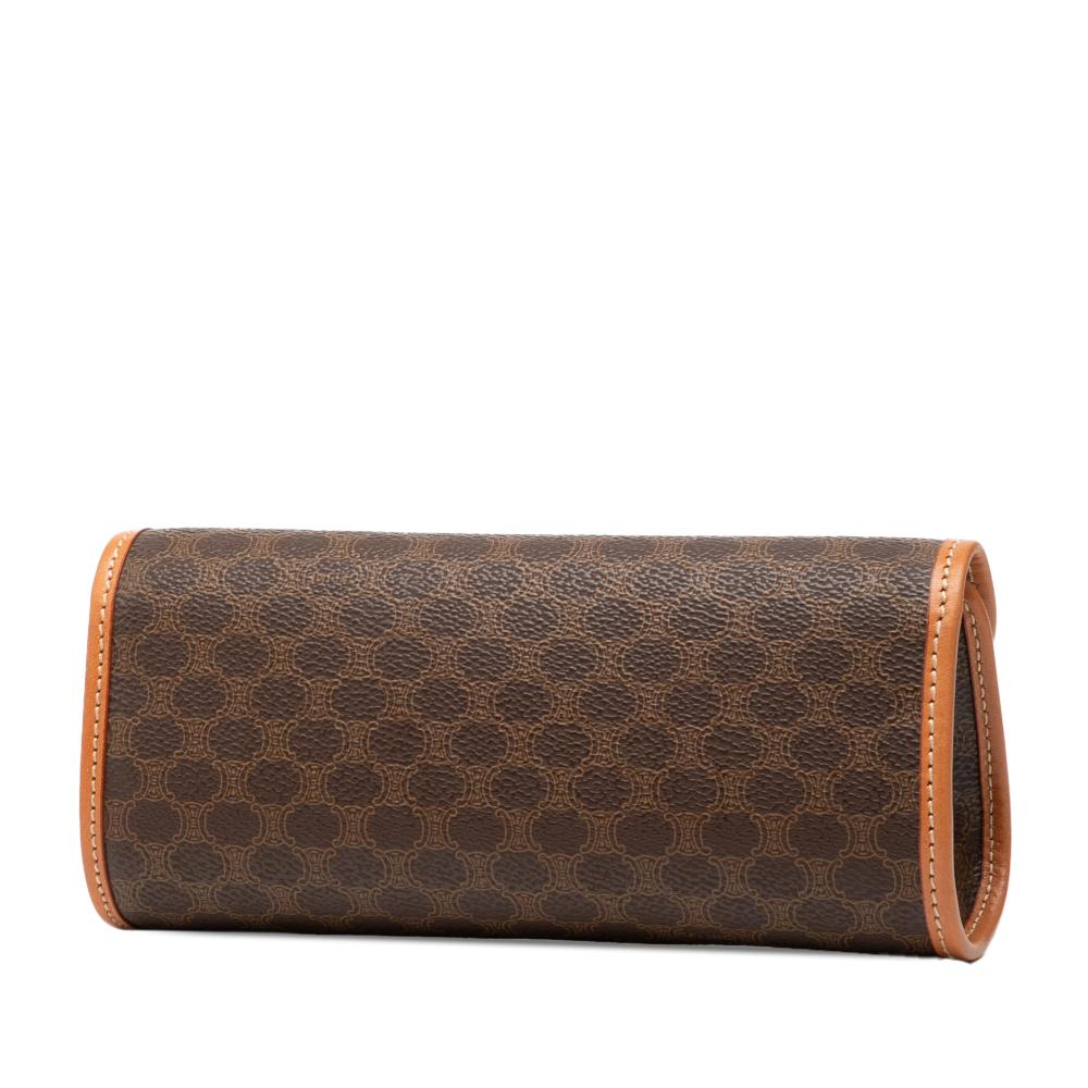 Celine AB Celine Brown Coated Canvas Fabric Macadam Clutch Italy
