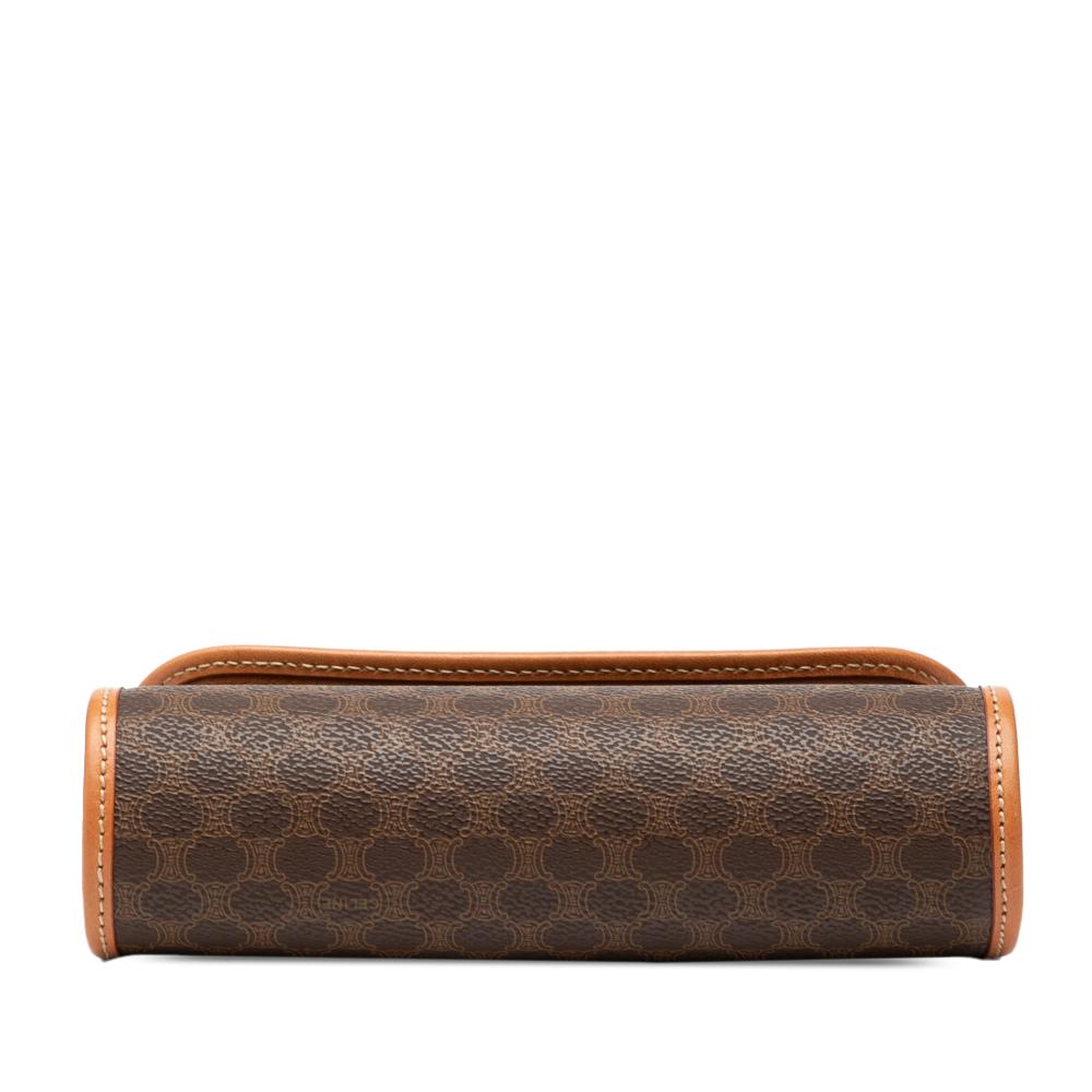 Celine AB Celine Brown Coated Canvas Fabric Macadam Clutch Italy