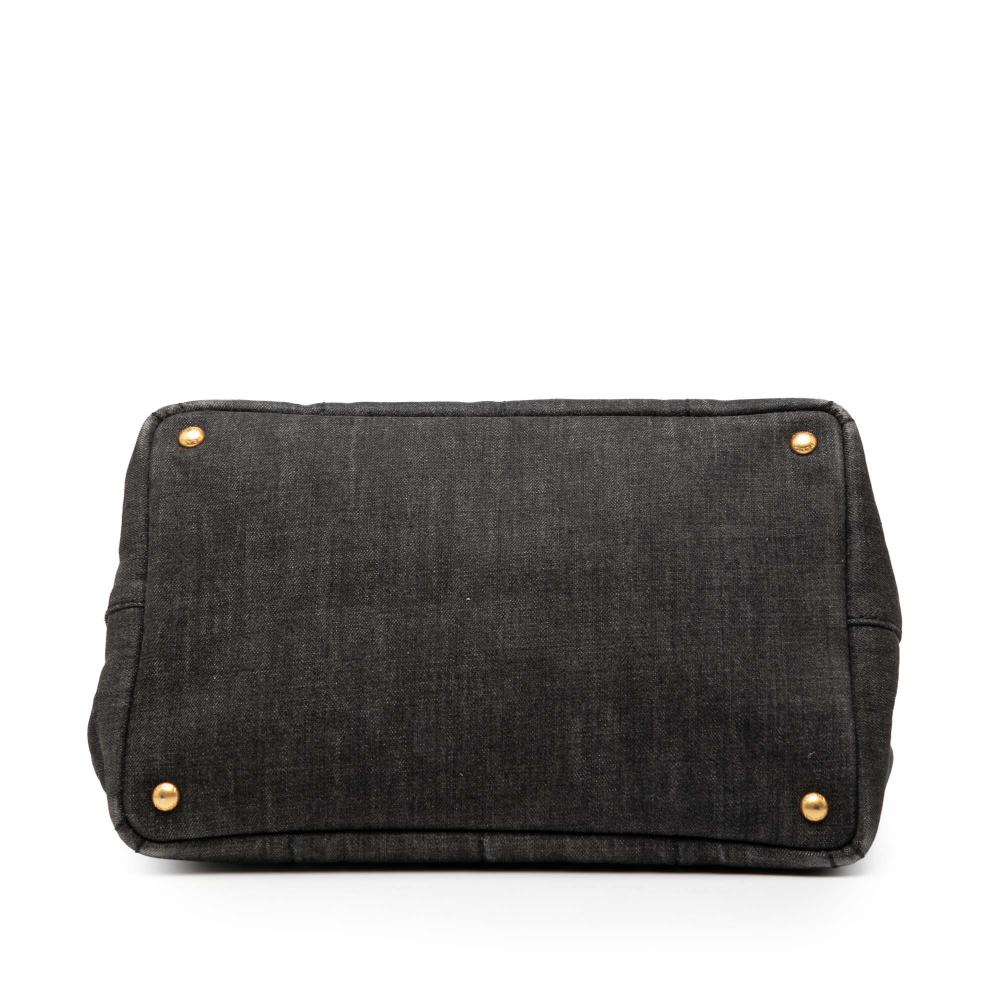 Prada B Prada Black Denim Fabric Canapa Logo Satchel India