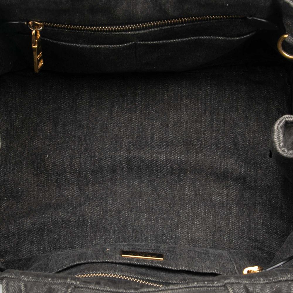 Prada B Prada Black Denim Fabric Canapa Logo Satchel India
