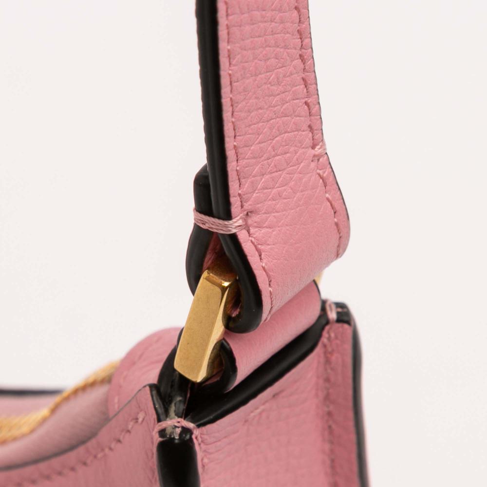 Valentino AB Valentino Pink Calf Leather Mini Grainy skin VLogo Hobo Italy