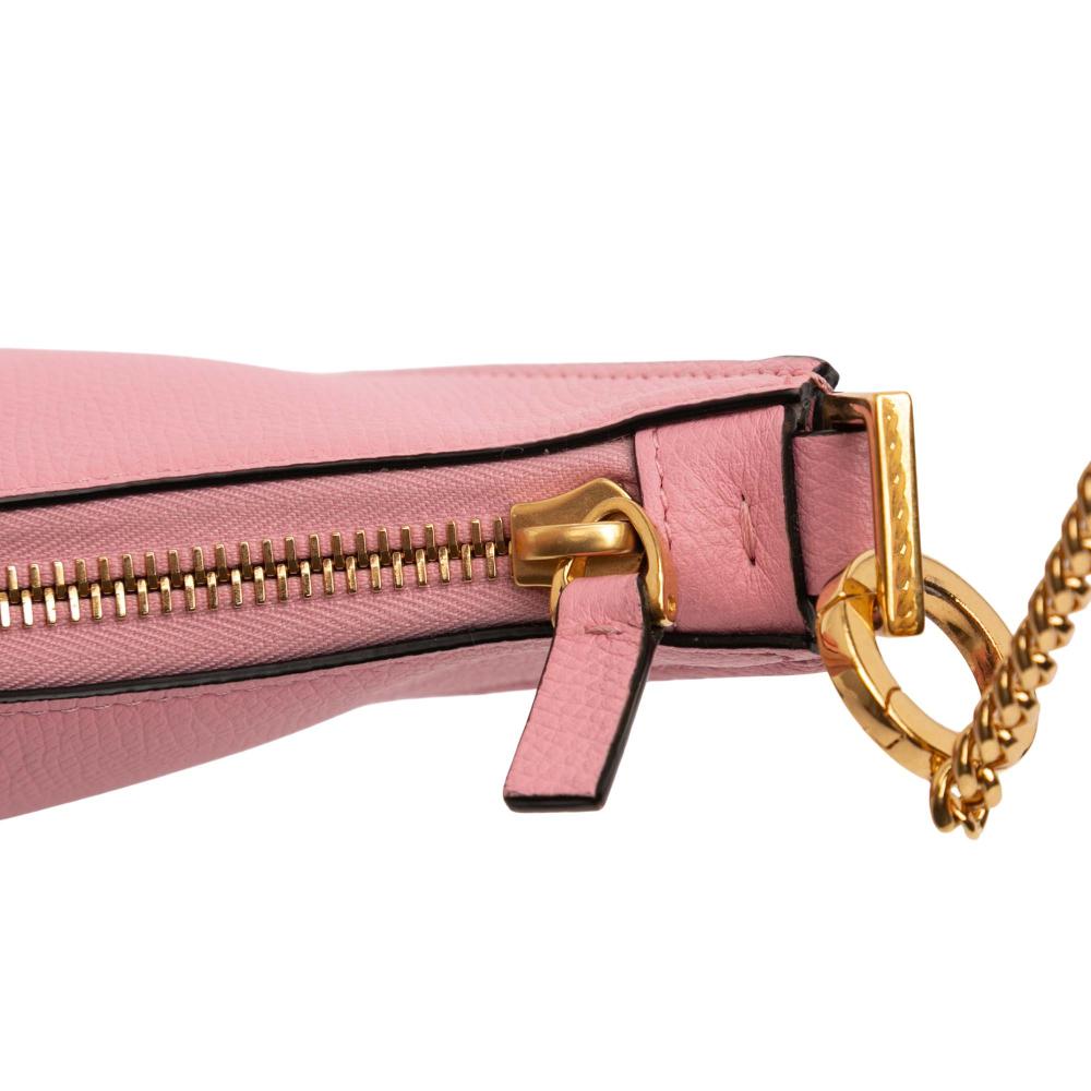 Valentino AB Valentino Pink Calf Leather Mini Grainy skin VLogo Hobo Italy