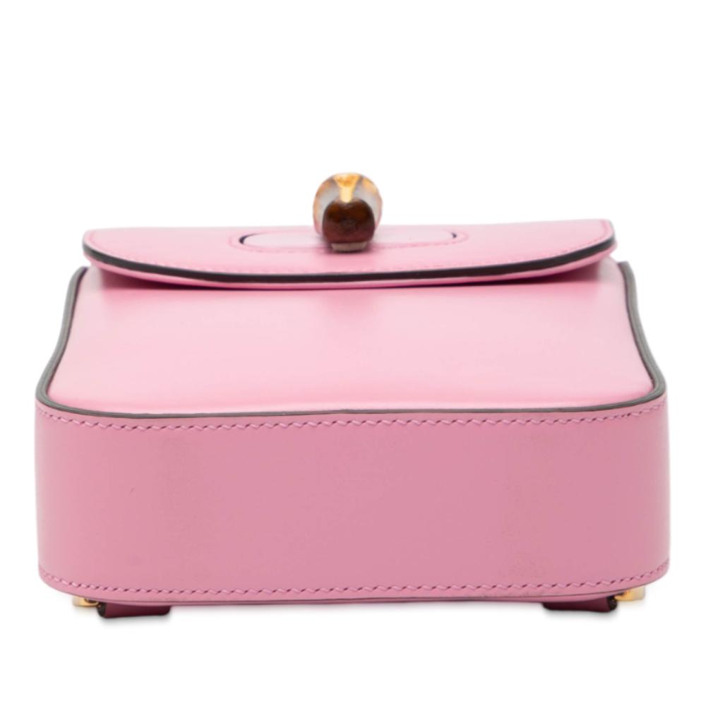 Gucci AB Gucci Pink Calf Leather Mini skin Bamboo Top Handle Bag Italy