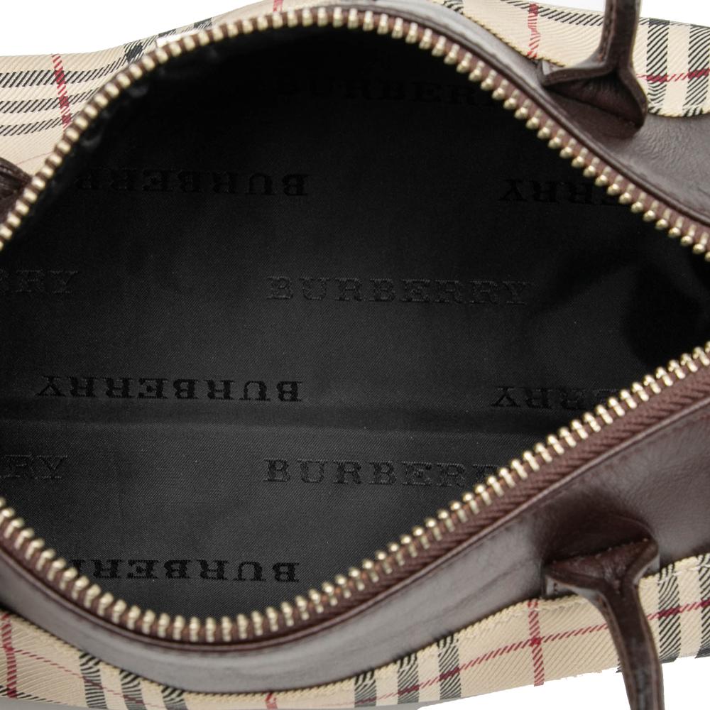 Burberry AB Burberry Brown Beige Canvas Fabric House Check Barrel Handbag United Kingdom