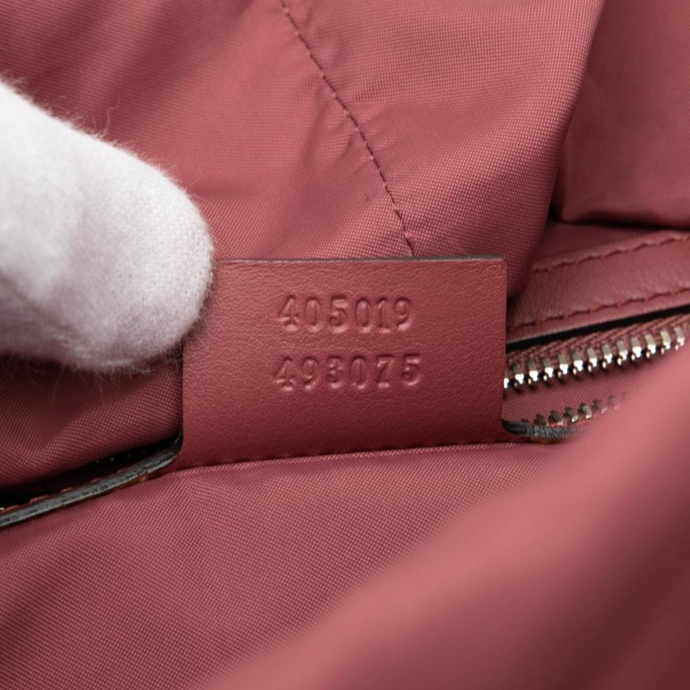 Gucci AB Gucci Brown Beige Coated Canvas Fabric GG Supreme Blooms Single Buckle Backpack Italy