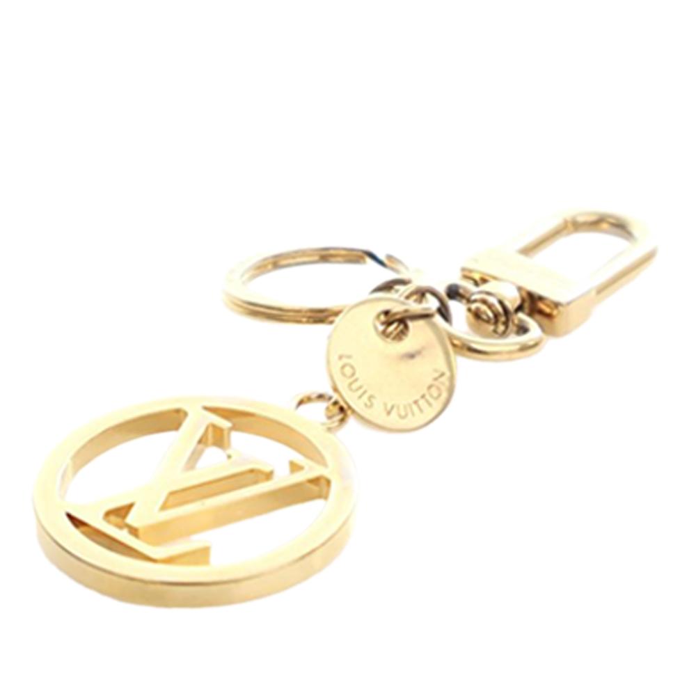 Louis Vuitton AB Louis Vuitton Gold Gold Plated Metal LV Circle Key Holder and Bag Charm Italy
