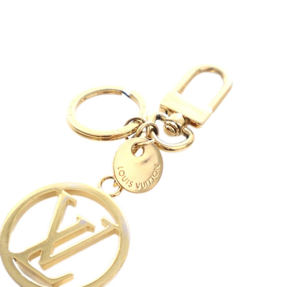 Louis Vuitton AB Louis Vuitton Gold Gold Plated Metal LV Circle Key Holder and Bag Charm Italy